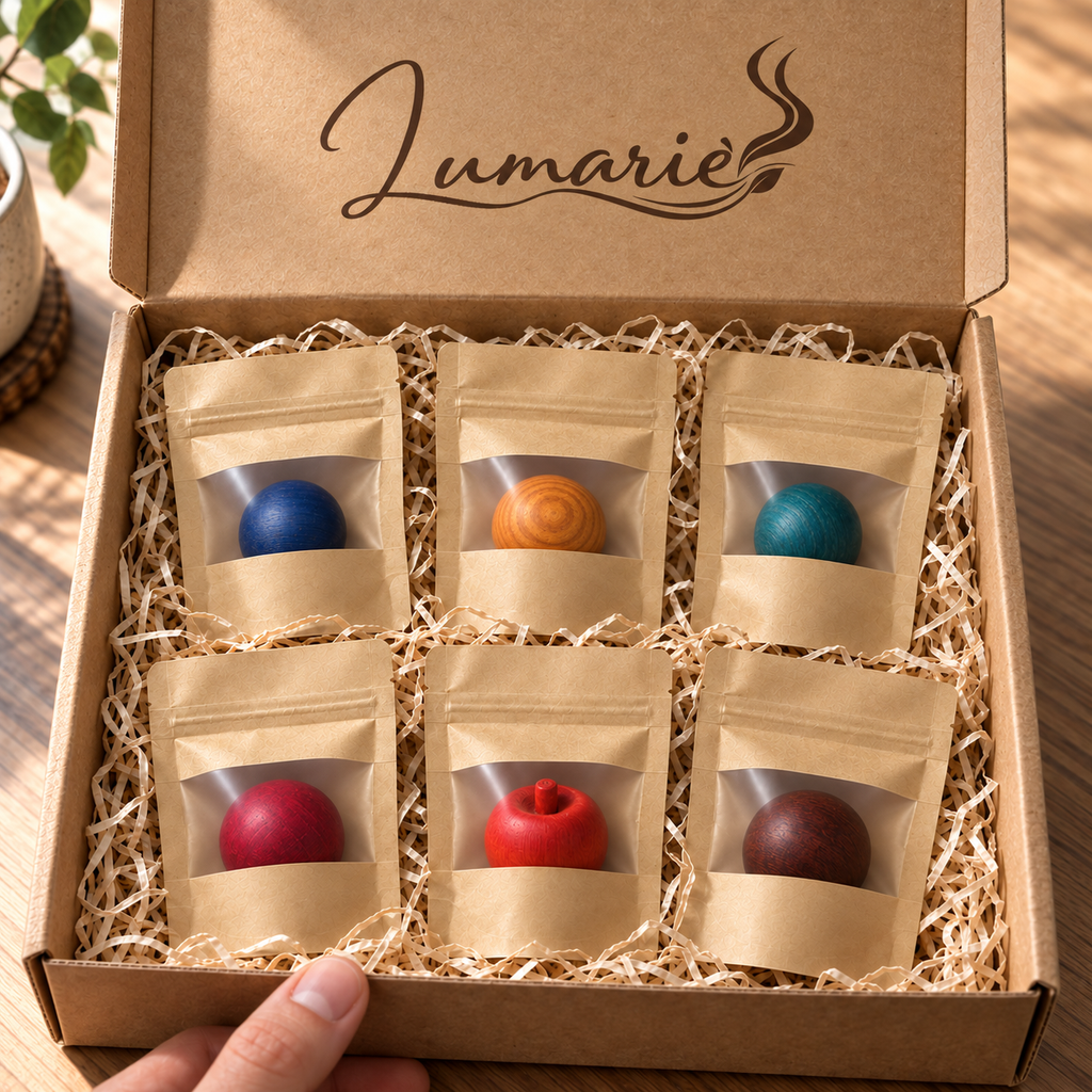 Lumarie Blütenzauber 6er Duftholz-Set im Versandkarton: Lavendel, Jasmin, Flieder, Baccara Rose, Wildkirsche, Sandelholz