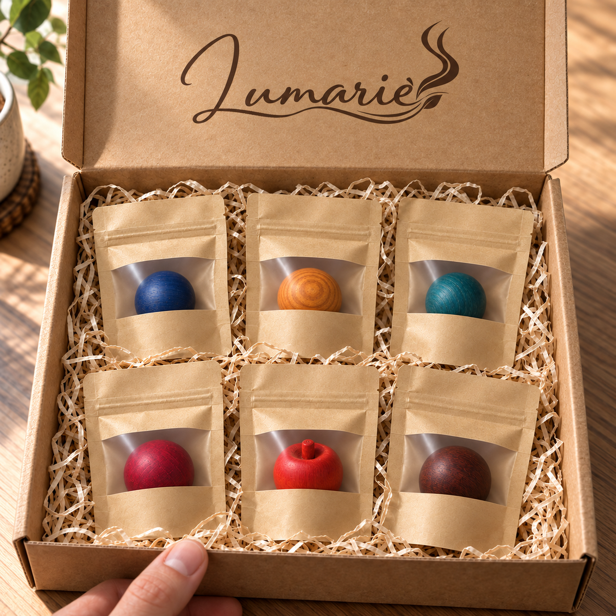 Lumarie Blütenzauber 6er Duftholz-Set im Versandkarton: Lavendel, Jasmin, Flieder, Baccara Rose, Wildkirsche, Sandelholz