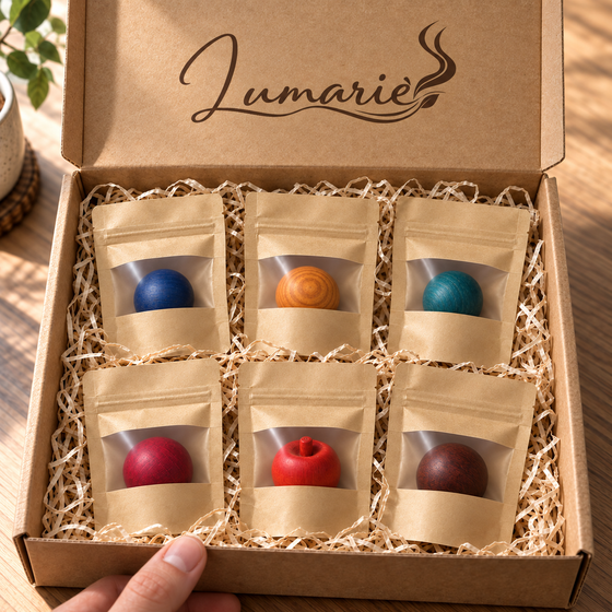 Lumarie Blütenzauber 6er Duftholz-Set im Versandkarton: Lavendel, Jasmin, Flieder, Baccara Rose, Wildkirsche, Sandelholz