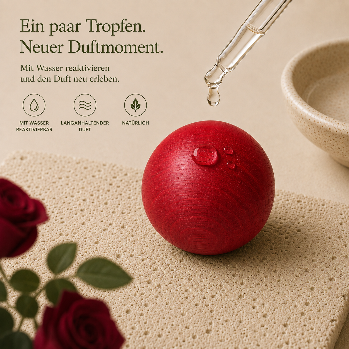 Baccara Rose Duftholz – Raumduft für Wohnzimmer, Schlafzimmer und Flur