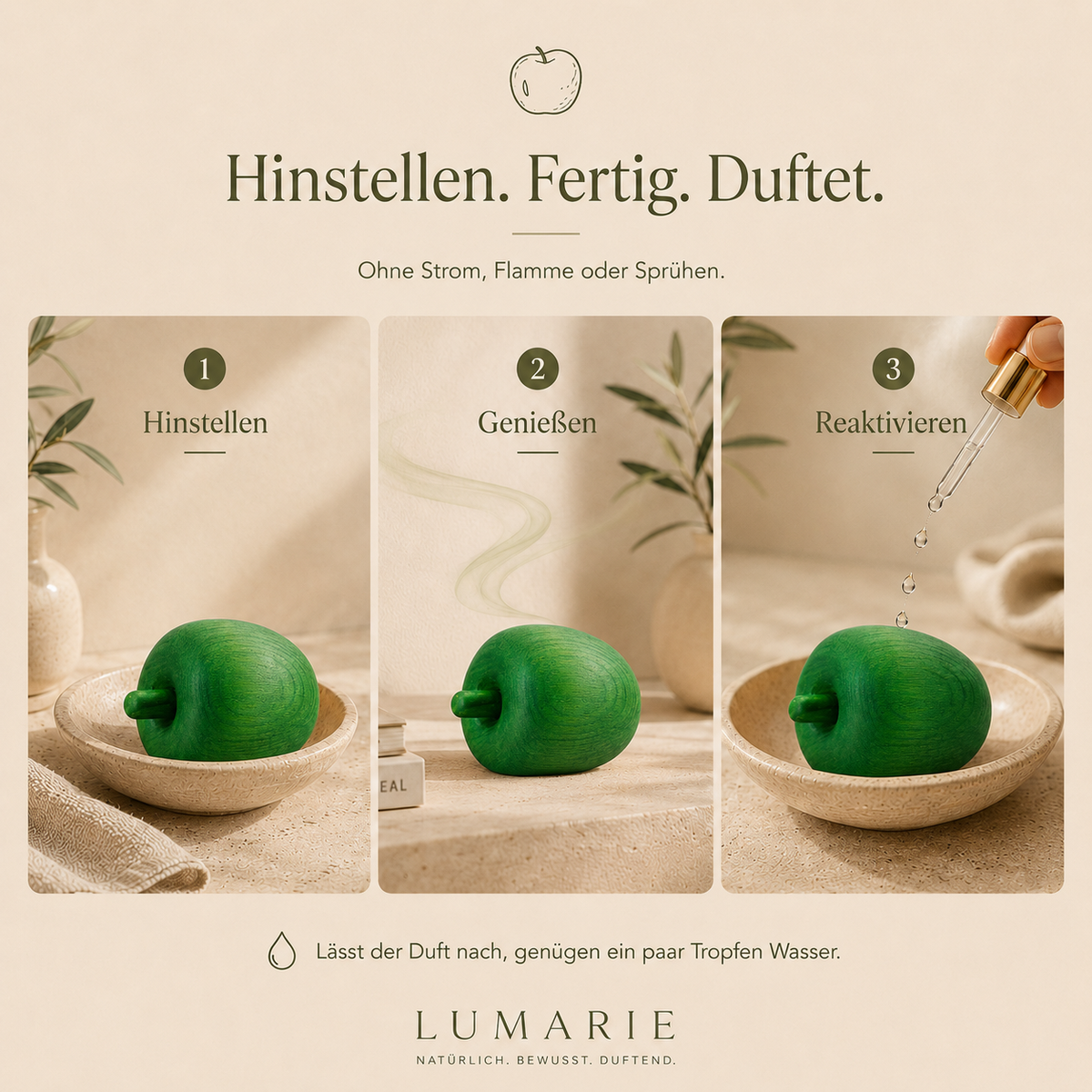 Grüner Apfel Duftholz – Raumduft ohne Strom, Flamme oder Sprühen