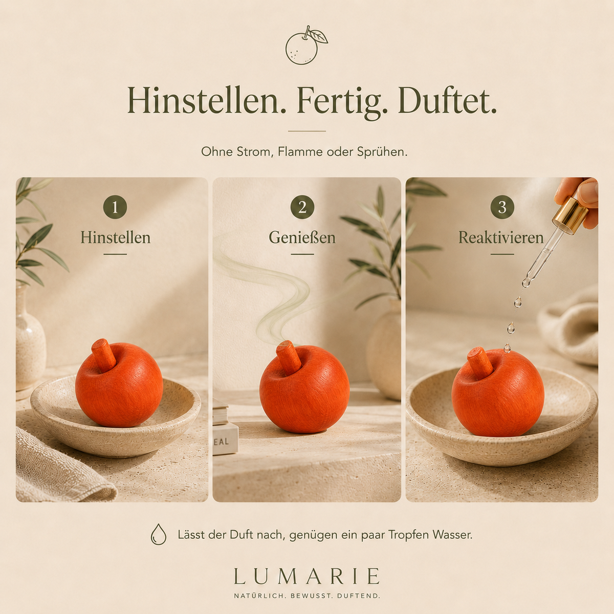 Orange Duftholz – Raumduft ohne Strom, Flamme oder Sprühen
