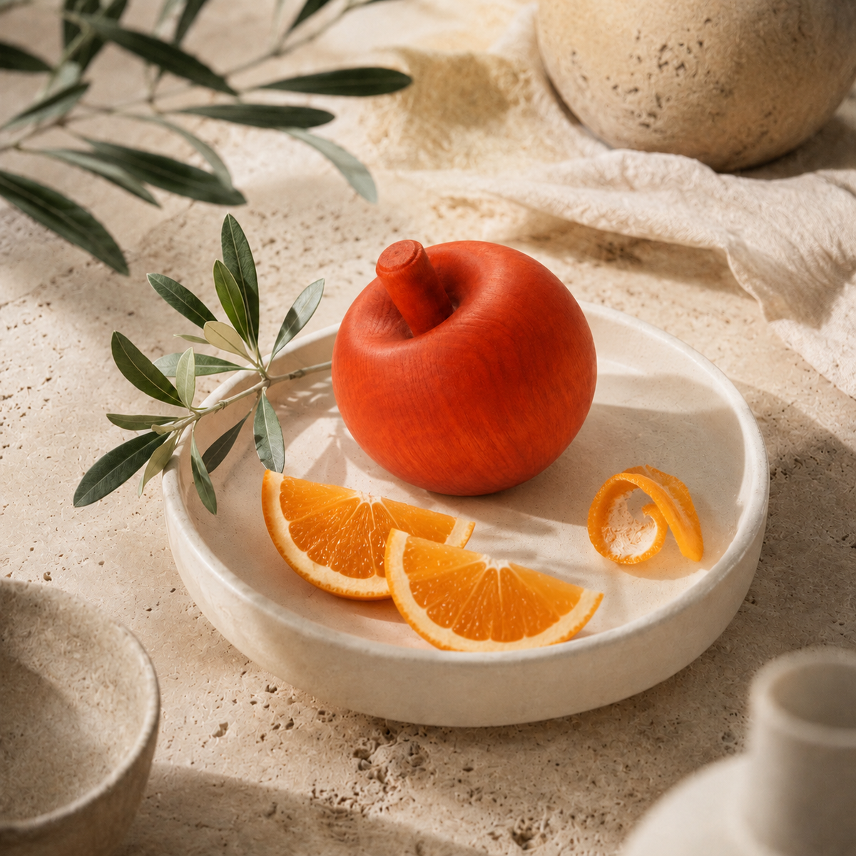 Orange Duftholz aus Buche als dekorativer Raumduft